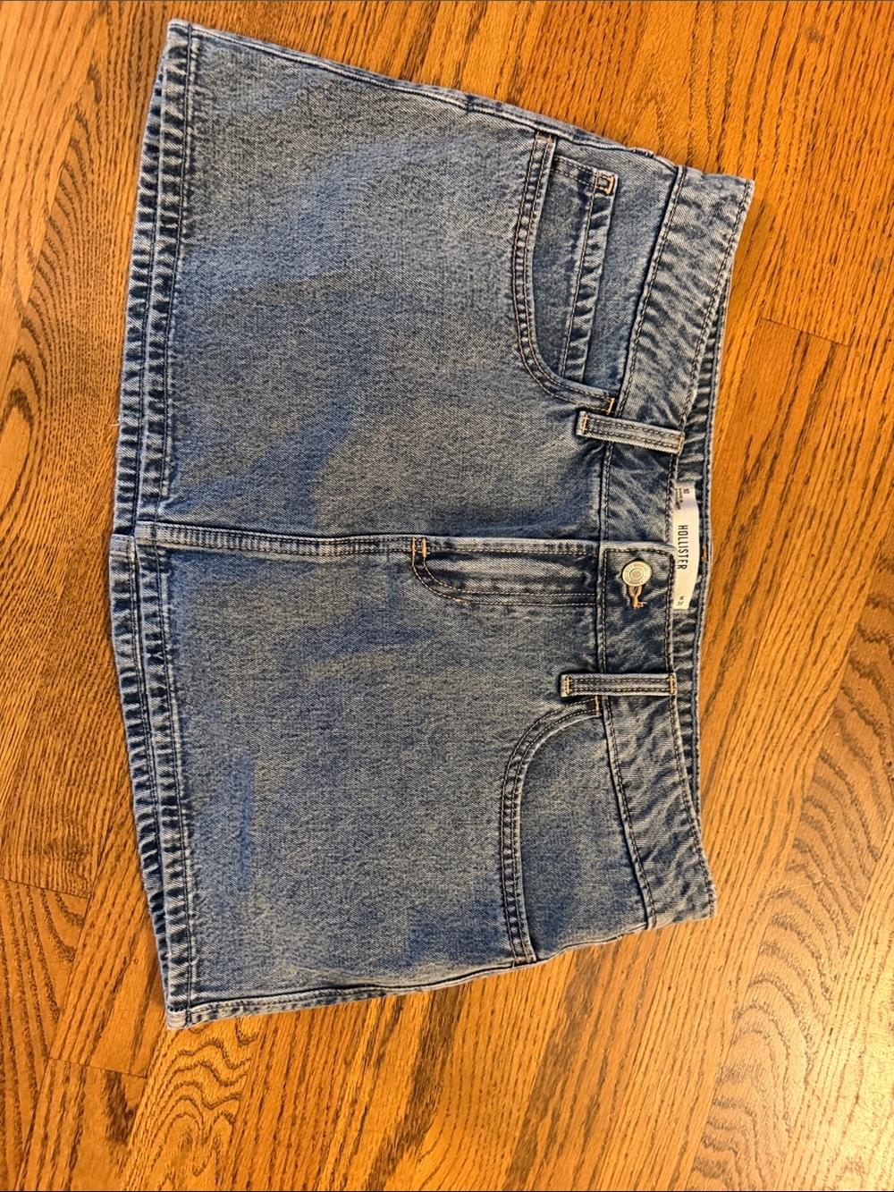 Hollister Denim Mini Skort in Light Blue denim